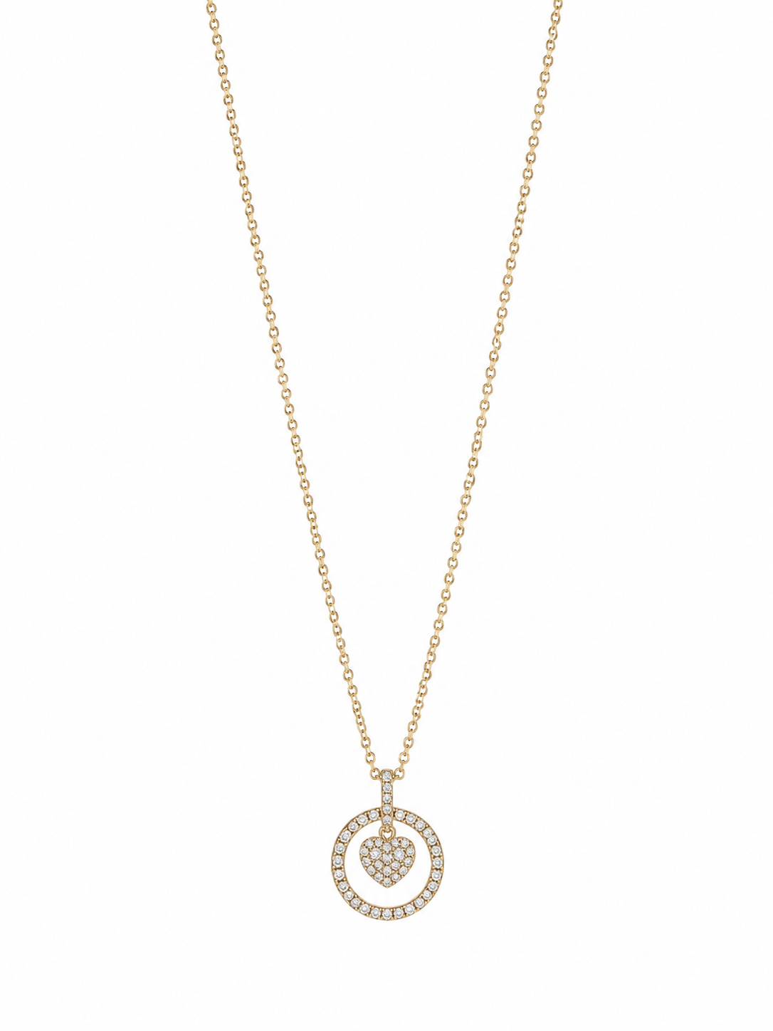 Gold Necklace Heart With Stras