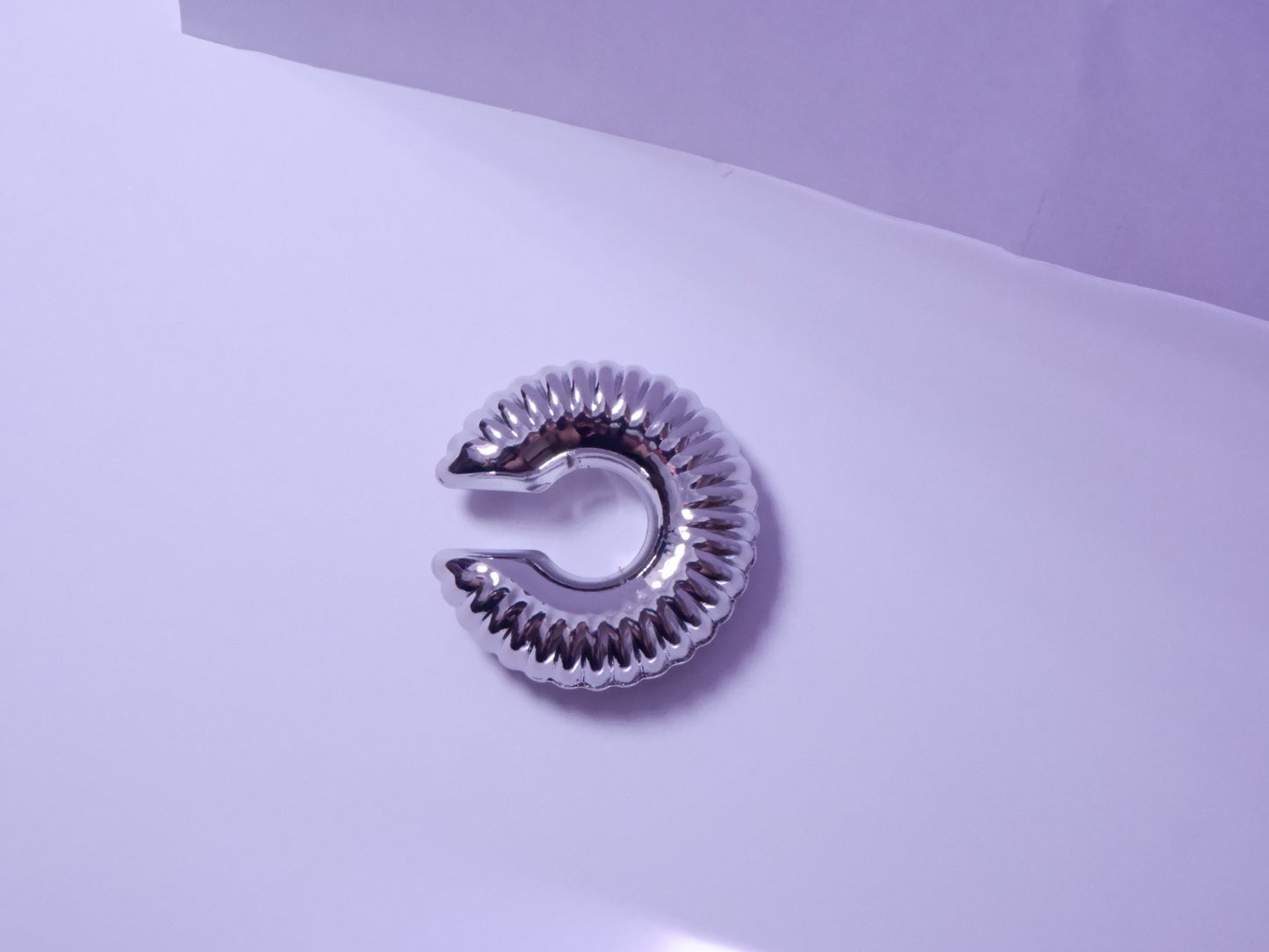 Ear Cuff Silver Steel Σκουλαρίκι Με Ρίγες 1pc