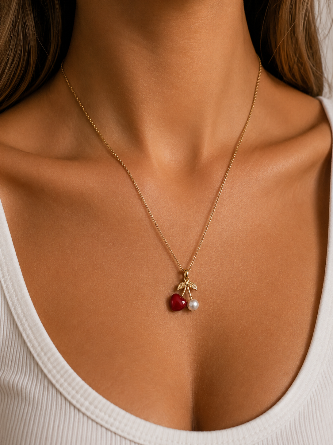 Gold Cherry Necklace