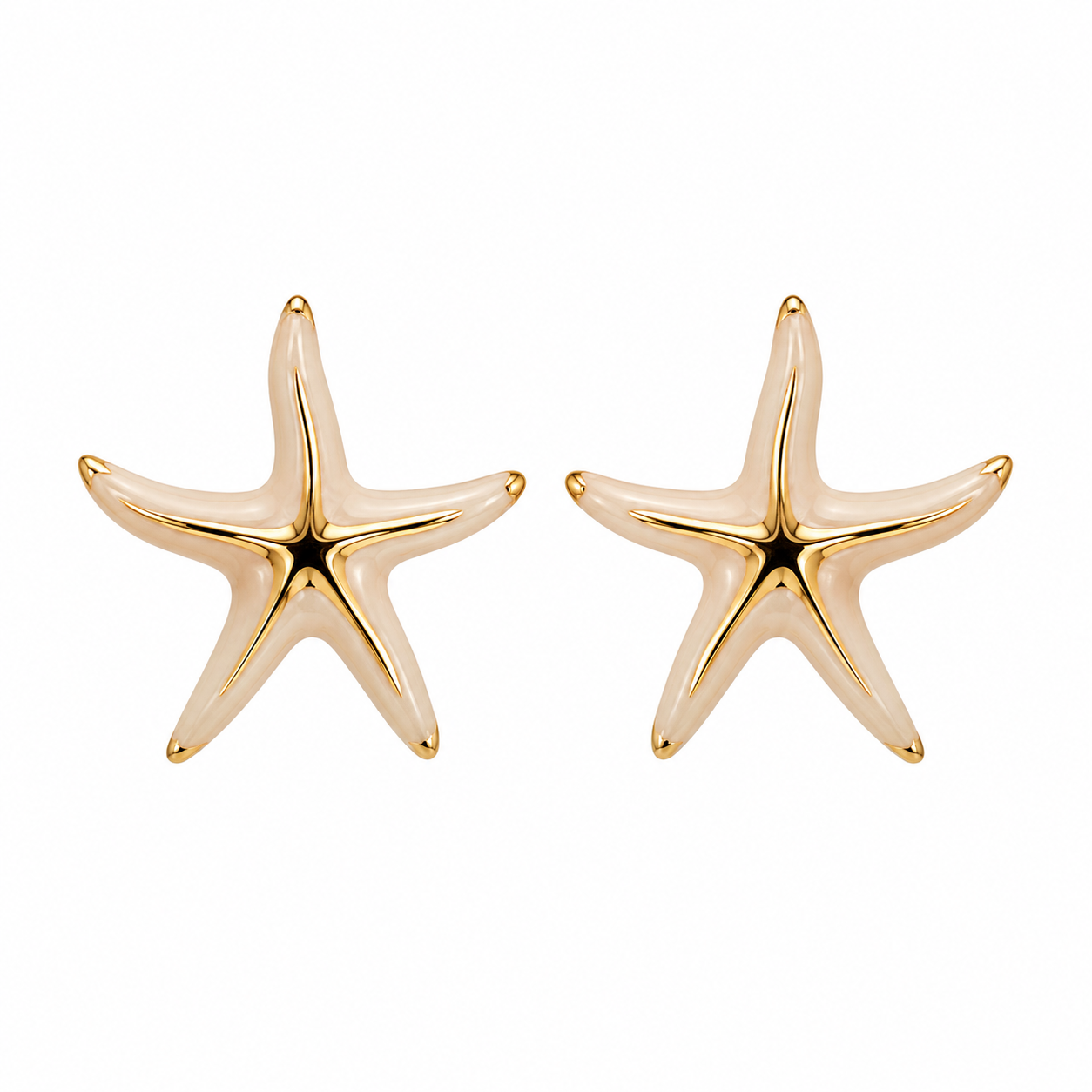 Gold&White Starfish Earrings
