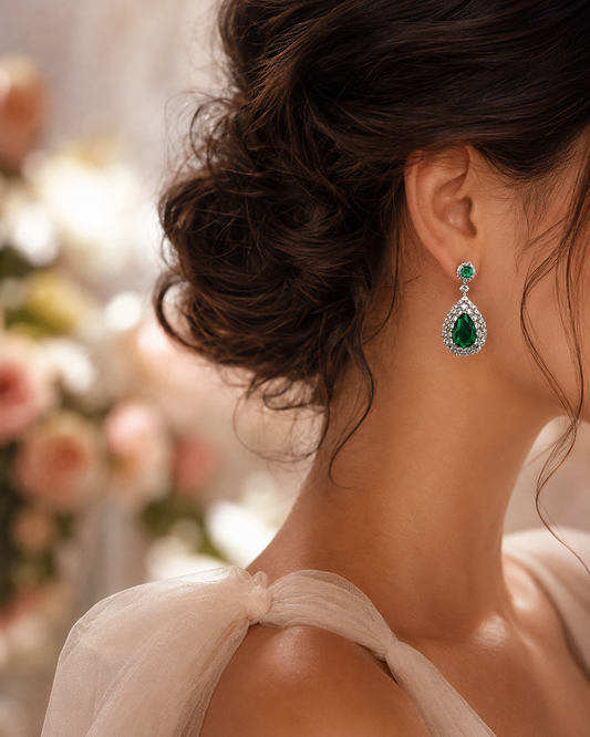Green Stone Earrings 'Glamour'
