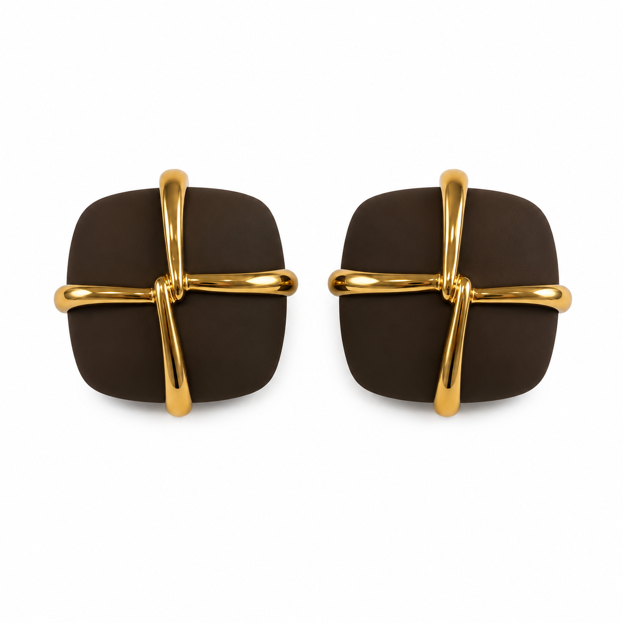 Elegant Brown - Gold Earirngs