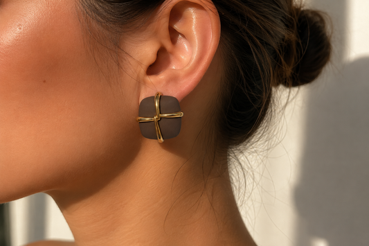 Elegant Brown - Gold Earirngs